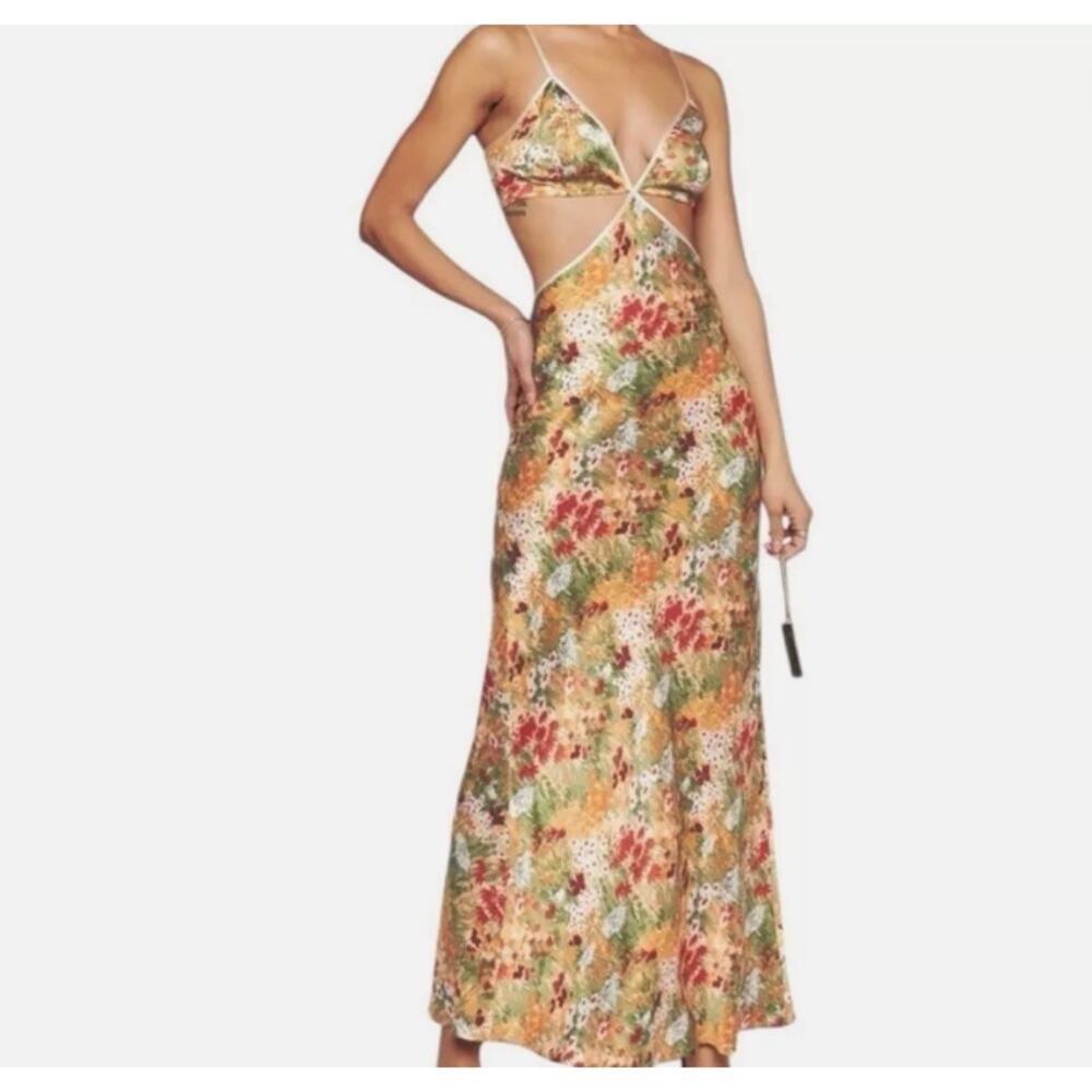 NEW NWT Reformation Poppies Silk Dress Sojourn Multicolor Size 10